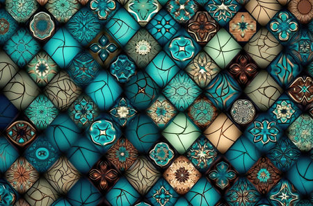 decorative ceramic tiles. Seamless colorful. Generative AIの素材