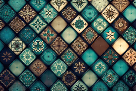 decorative ceramic tiles. Seamless colorful. Generative AIの素材