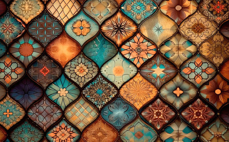 decorative ceramic tiles. Seamless colorful. Generative AIの素材