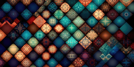 decorative ceramic tiles. Seamless colorful. Generative AIの素材