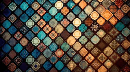 decorative ceramic tiles. Seamless colorful. Generative AIの素材