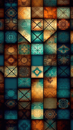 decorative ceramic tiles. Seamless colorful. Generative AIの素材