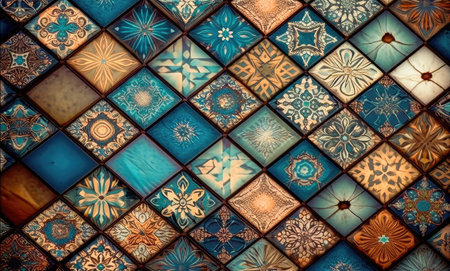 decorative ceramic tiles. Seamless colorful. Generative AIの素材