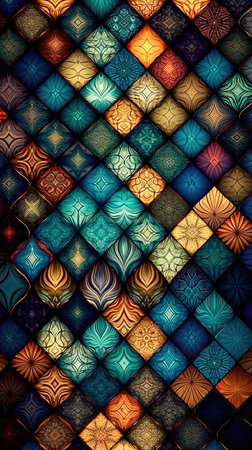 decorative ceramic tiles. Seamless colorful. Generative AIの素材