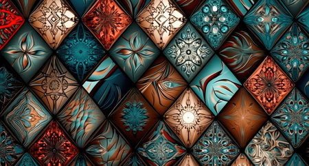 decorative ceramic tiles. Seamless colorful. Generative AIの素材