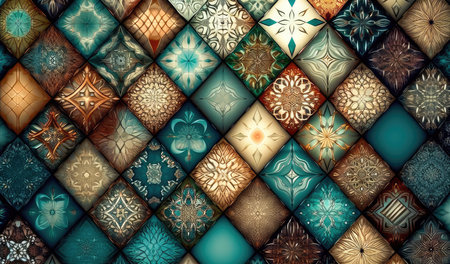 decorative ceramic tiles. Seamless colorful. Generative AIの素材