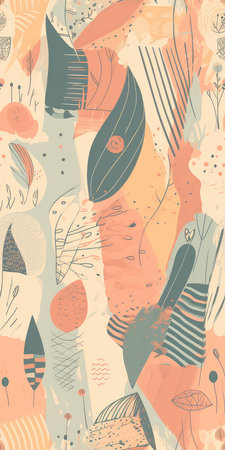 Boho shapes seamless pattern, soft colors. Generative AIの素材