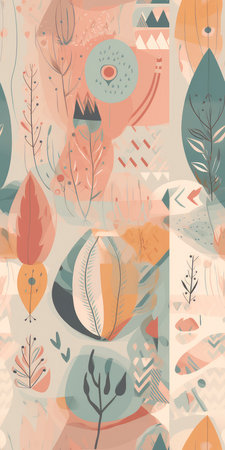 Boho shapes seamless pattern, soft colors. Generative AIの素材