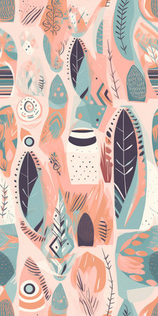 Boho shapes seamless pattern, soft colors. Generative AIの素材