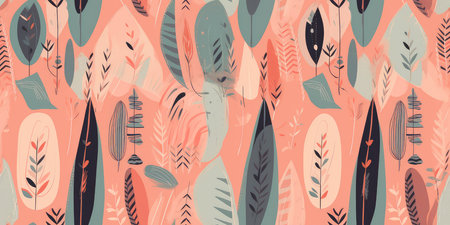 Boho shapes seamless pattern, soft colors. Generative AIの素材