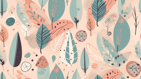 Boho shapes seamless pattern, soft colors. Generative AIの素材