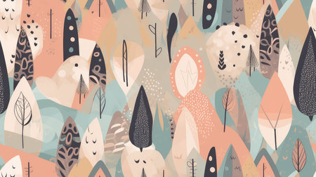 Boho shapes seamless pattern, soft colors. Generative AIの素材