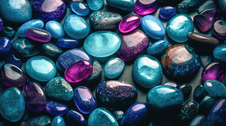 Small colored sea pebbles, gravel. background. textures. Generative AIの素材