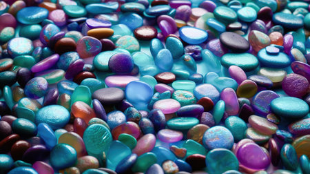 Small colored sea pebbles, gravel. background. textures. Generative AIの素材
