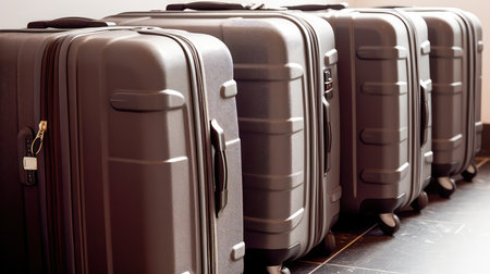 The Challenges of Airport Luggage and the Suitcase Hassle. Suitcase with luggage at airport. Generative AIの素材