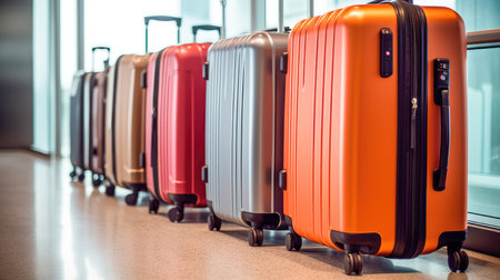 The Challenges of Airport Luggage and the Suitcase Hassle. Suitcase with luggage at airport. Generative AIの素材
