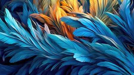 Abstract colorful background of lush feathers. Generative AIの素材