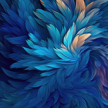 Abstract colorful background of lush feathers. Generative AIの素材