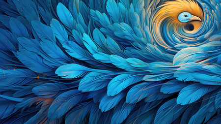 Abstract colorful background of lush feathers. Generative AIの素材