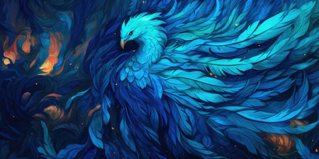 Abstract colorful background of lush feathers. Generative AIの素材