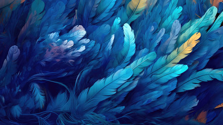 Abstract colorful background of lush feathers. Generative AIの素材