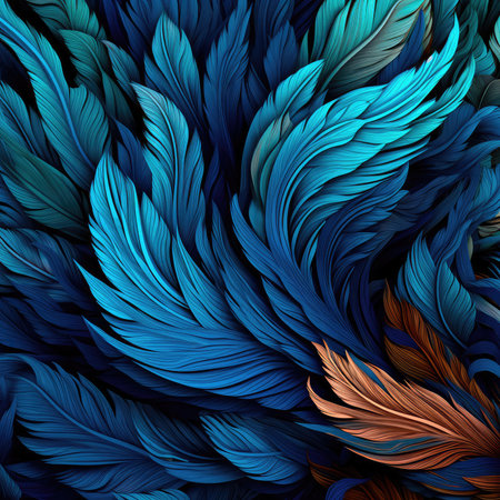 Abstract colorful background of lush feathers. Generative AIの素材