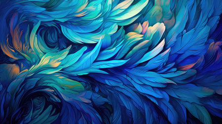 Abstract colorful background of lush feathers. Generative AIの素材