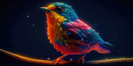 Bright colorful abstraction with the image of a bird on a forest background. Generative AIの素材
