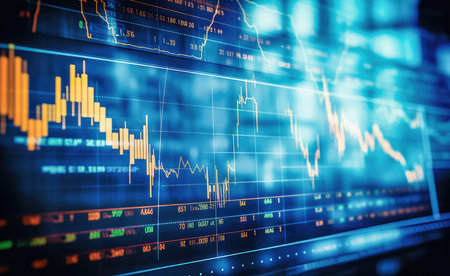 Concept of financial quotes with financial charts and graphs. Generative AIの素材