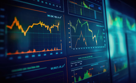 Concept of financial quotes with financial charts and graphs. Generative AIの素材