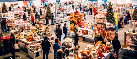Concept illustration of a Christmas shopping extravaganza with a variety of holiday items. Generative AIの素材