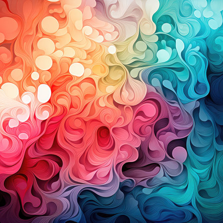 Concept illustration of a abstract background with multi-colored lines in the form of waves. illustration for painting print. Generative AIの素材