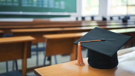 Concept illustration of a close-up of educational items that create a warm atmosphere for studying or working at school.の素材