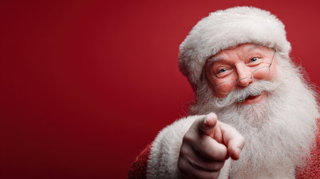 Santa Claus dancing to a retro radio wearing headphones, isolated on a pastel background.の素材