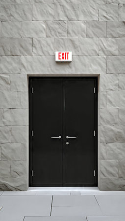 Safety compliant emergency exit door for quick evacuation scenarios.の素材