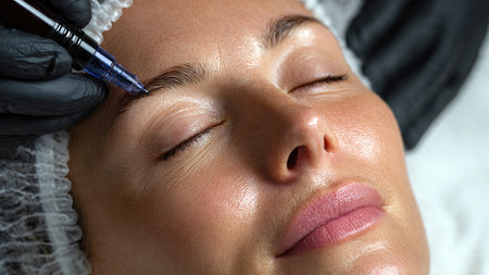 Microneedling skincare treatment in professional beauty clinic.の素材