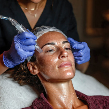 Microneedling skincare treatment in professional beauty clinic.の素材