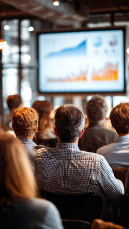 Business team attending presentation in modern office meeting room.の素材
