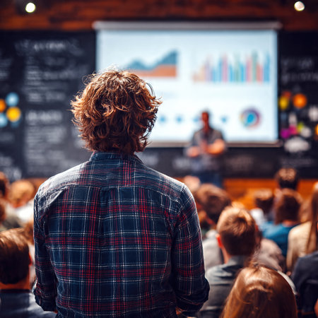 Business team attending presentation in modern office meeting room.の素材