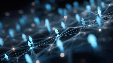 Digital Network Connections with Abstract Human Figures.の素材