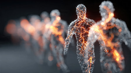 Digital Network Connections with Abstract Human Figures.の素材