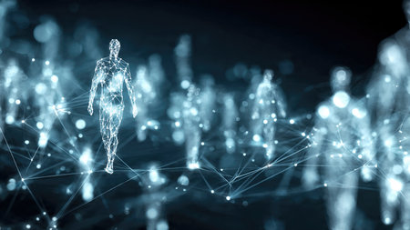 Digital Network Connections with Abstract Human Figures.の素材