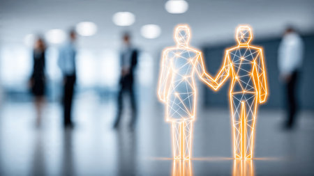 Digital Network Connections with Abstract Human Figures.の素材