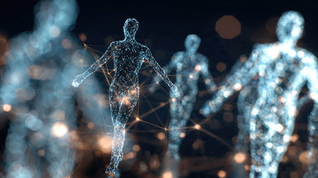 Digital Network Connections with Abstract Human Figures.の素材