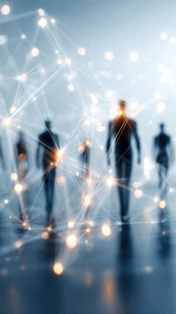 Digital Network Connections with Abstract Human Figures.の素材