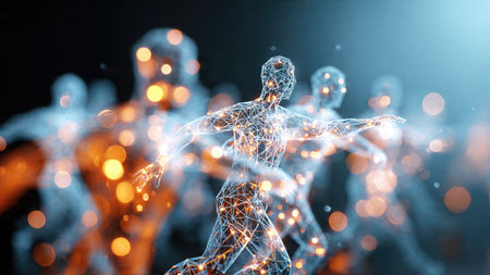 Digital Network Connections with Abstract Human Figures.の素材