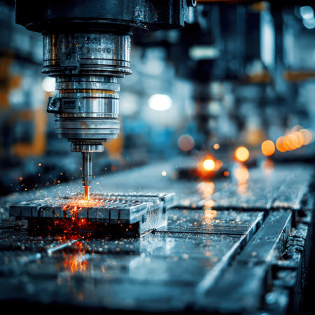 High Accuracy Laser Processing Surface in Modern Factory.の素材