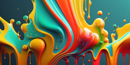 Abstract 3d background of multicolored paint. Splash of multicolored paint. Splatter of bright liquid. digital art. created with aiの素材