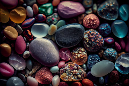 Background made of multicolored pebbles. Colorful texture from sea stones. created with aiの素材