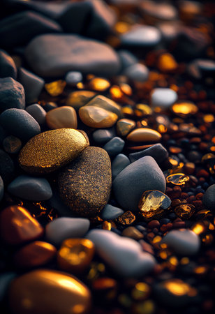 Background made of multicolored pebbles. Colorful texture from sea stones. created with aiの素材